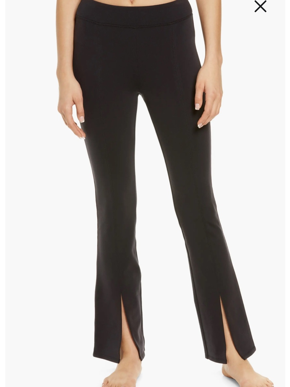 ALO Yoga Black Flare Leggings with Front Slits